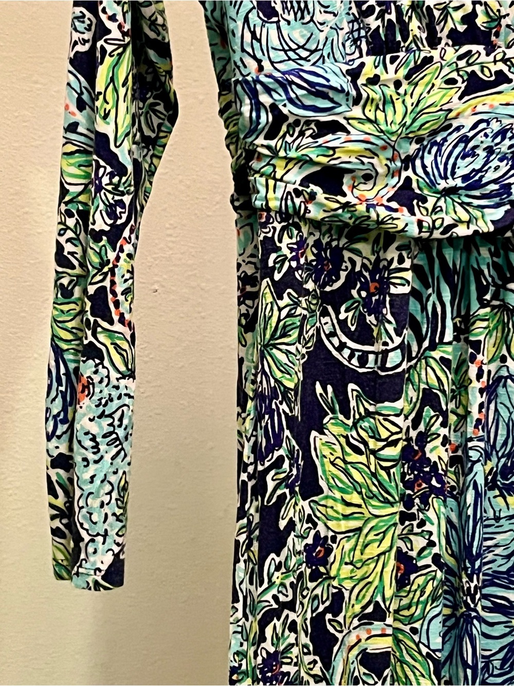 Lilly Pulitzer Tropical Print V-Neck Dress in Navy, Mint & Lime